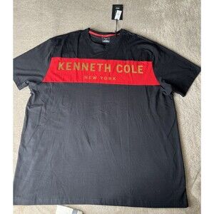 Kenneth Cole Logo Mens Classic New York Style T-Shirt Black Red Gold Sz. 4XL